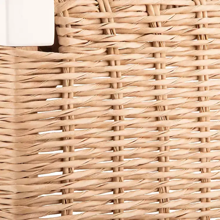 Kirklands Home White Newport Wood and Rattan Bench Brown New