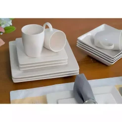 Kirklands Home Nordic Square 16-pc. Dinnerware Set White New