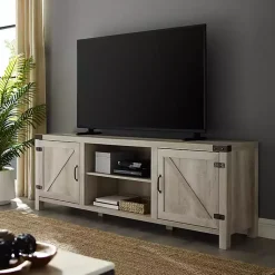 Kirklands Home Oak Barn Door TV Stand White Outlet