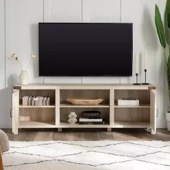Kirklands Home Oak Barn Door TV Stand White Outlet