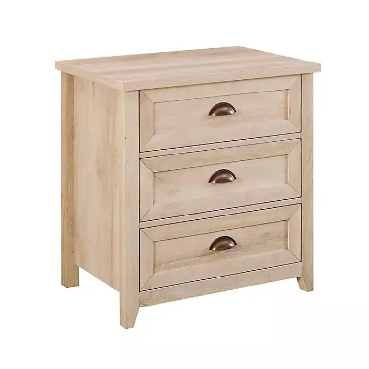 Kirklands Home Oak Bronze Cupped Handle Nightstand White Clearance
