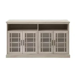 Kirklands Home White Oak Glass Door TV Stand, 58 in. Ivory Outlet