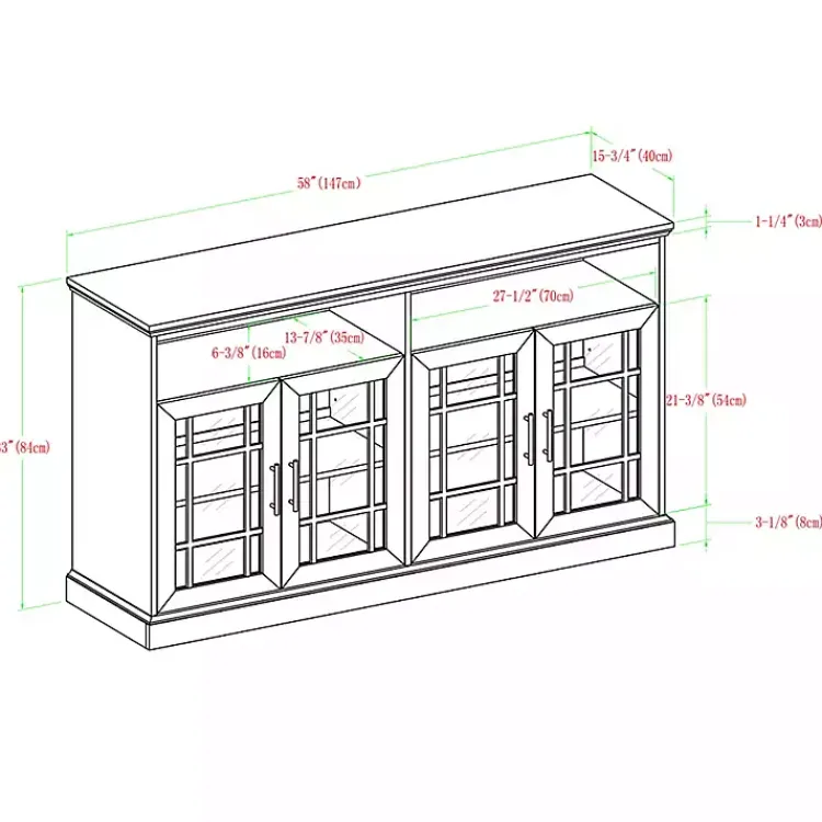 Kirklands Home White Oak Glass Door TV Stand, 58 in. Ivory Outlet