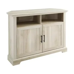 Kirklands Home White Oak Grooved Door Corner TV Stand Ivory Hot