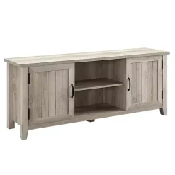 Kirklands Home White Oak Grooved Door TV Stand Ivory Discount