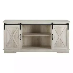 Kirklands Home Oak Sliding Barn Door TV Stand White Hot