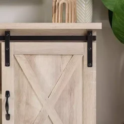 Kirklands Home Oak Sliding Barn Door TV Stand White Hot