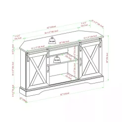 Kirklands Home White Oak Sliding Barn Doors Corner TV Stand Ivory