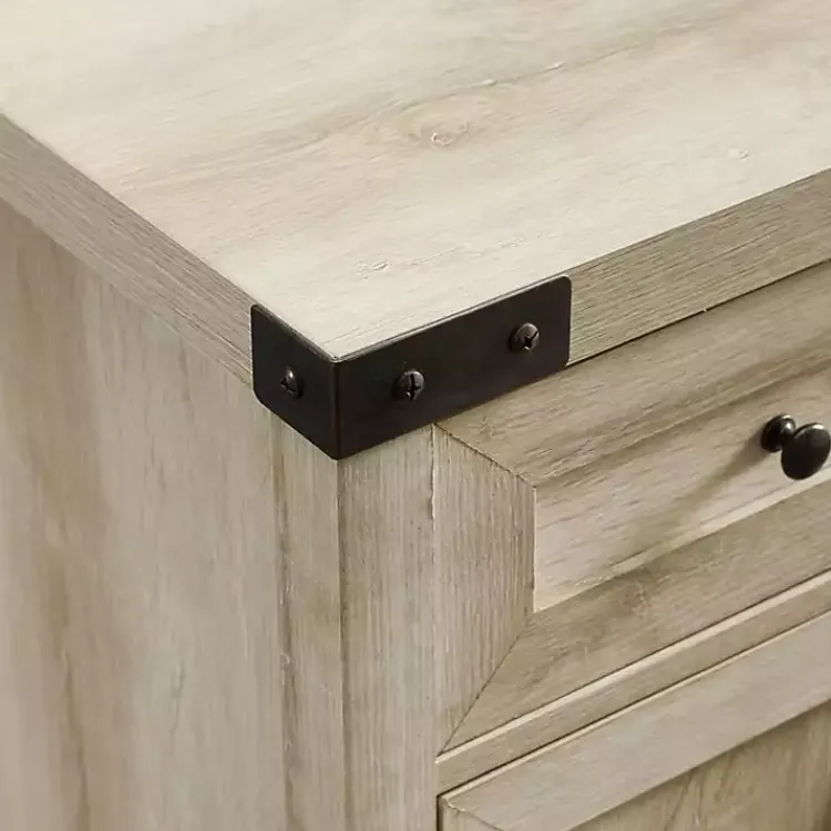 Kirklands Home Oak Wash Wooden and Metal Barn Door Cabinet White Discount