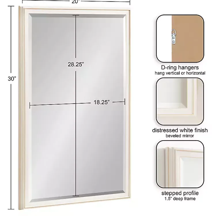 Kirklands Home White Oakhurst Rectangle Wall Mirror, 30 in.
