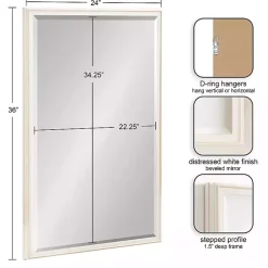 Kirklands Home White Oakhurst Rectangle Wall Mirror, 36 in.