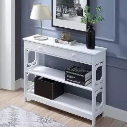 Kirklands Home Octagon 2-Shelf Console Table White Hot