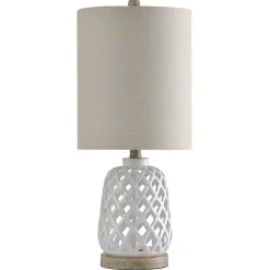 Kirklands Home White Open Weave Ceramic Table Lamp Ivory Clearance