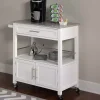 Kirklands Home White Parker Granite Top Rolling Kitchen Cart Best
