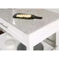 Kirklands Home White Parker Granite Top Rolling Kitchen Cart Best