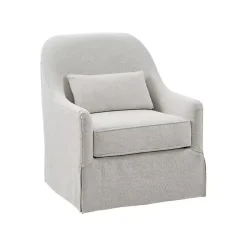 Kirklands Home Patterned Upholstered Swivel Glider Chair White New