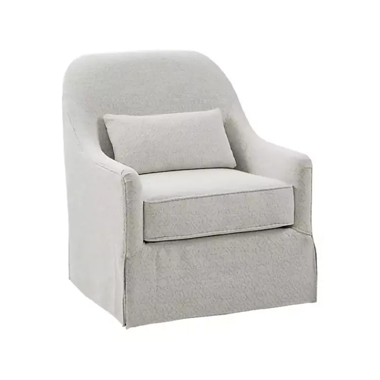 Kirklands Home Patterned Upholstered Swivel Glider Chair White New