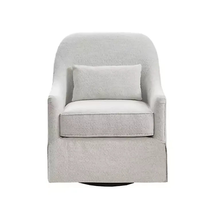 Kirklands Home Patterned Upholstered Swivel Glider Chair White New