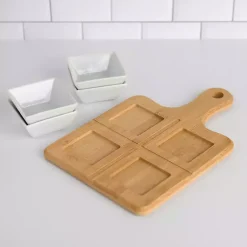Kirklands Home White 5-pc. Dip Bowl Set with Bamboo Tray Hot