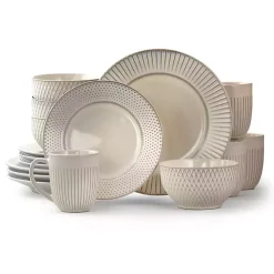 Kirklands Home 16-pc. Embossed Stoneware Dinnerware Set White Outlet