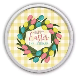 Easter Decorations>Kirklands Home White Personalized Happy Easter Tulip Wall Plaque