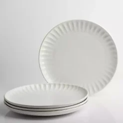 Kirklands Home Petals Ceramic Dinner Plates, Set of 4 White Outlet