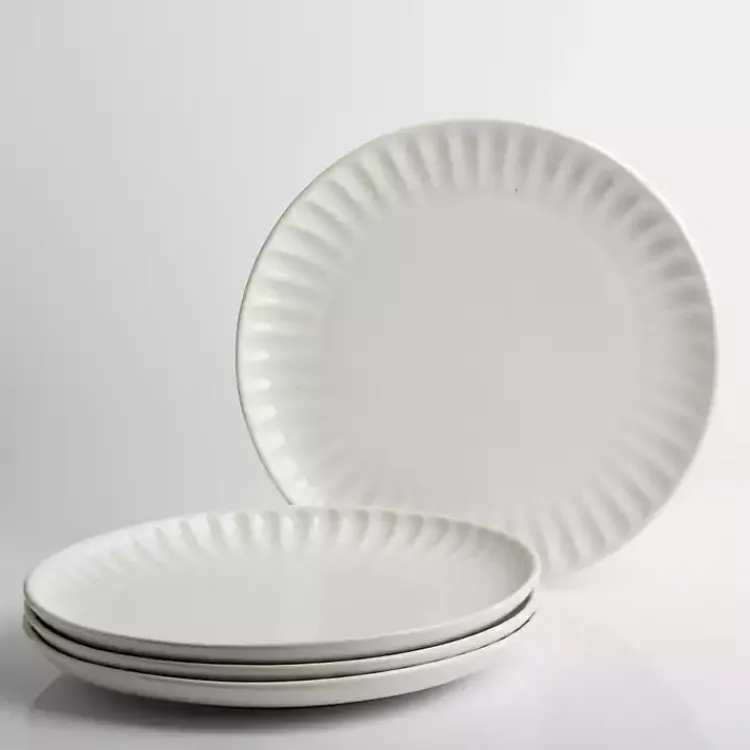Kirklands Home Petals Ceramic Dinner Plates, Set of 4 White Outlet