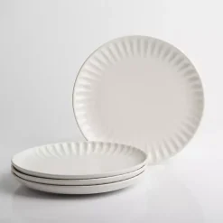 Kirklands Home Petals Ceramic Salad Plates, Set of 4 White Clearance