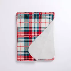 Blankets & Throws>Kirklands Home White Plaid Sherpa Plush Throw