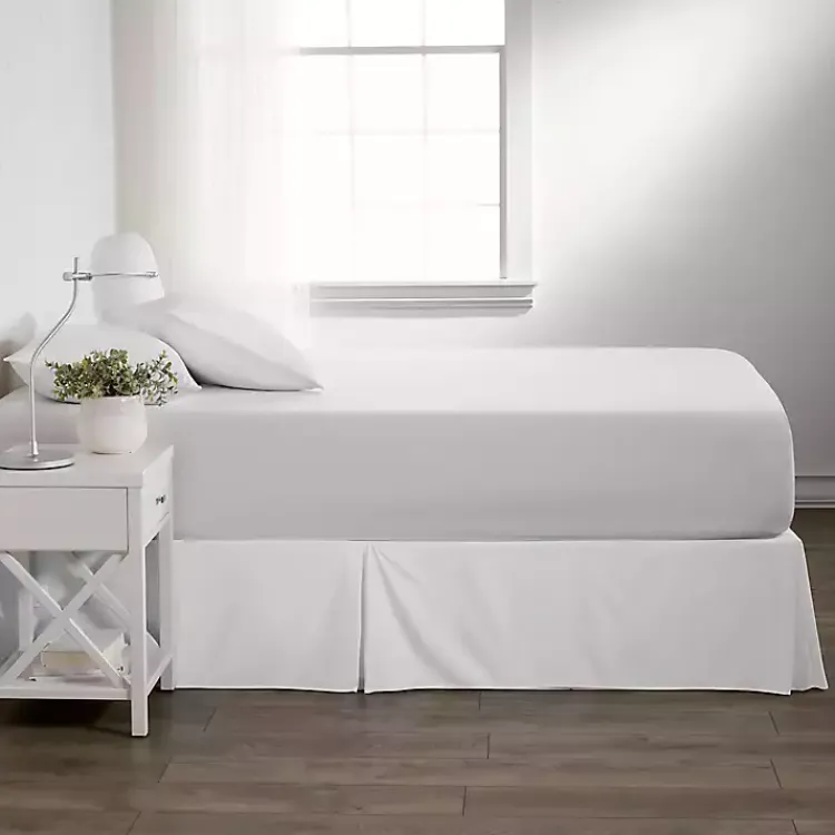 Kirklands Home Pleated Microfiber Queen Bed Skirt White Online