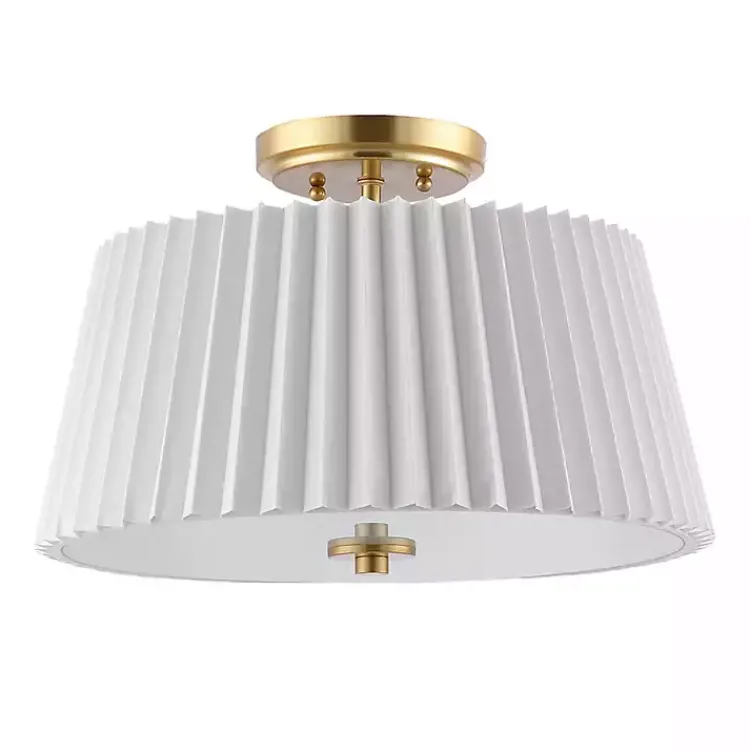 Kirklands Home White Pleated Shade Flush Mount Light Hot