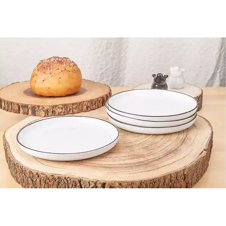 Kirklands Home Porcelain Black Trim 16-pc. Dinnerware Set White Best