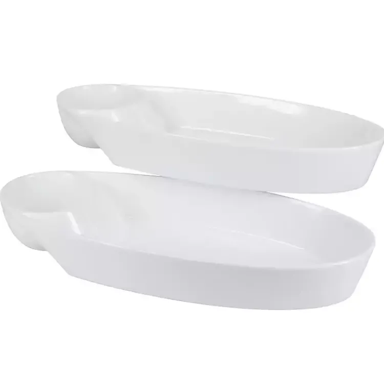 Kirklands Home Porcelain Chip & Dip Bowls, Set of 2 White Discount