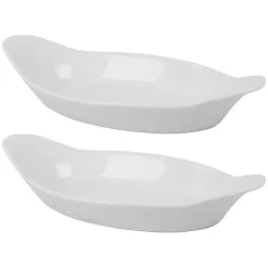 Kirklands Home Porcelain Oval Bakers with Handles, Set of 2 White Best