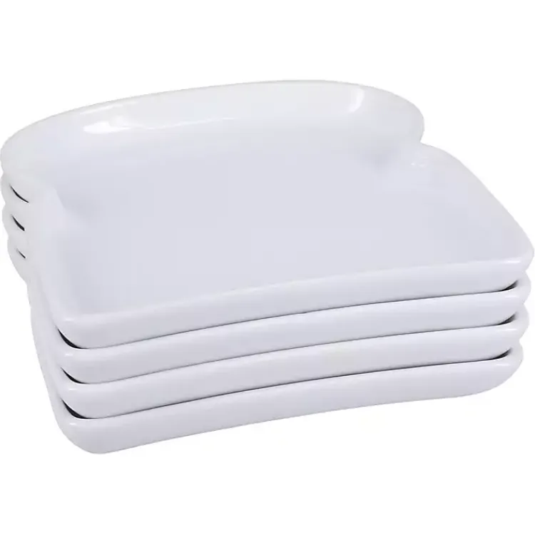 Kirklands Home Porcelain Toast Plates, Set of 4 White Hot