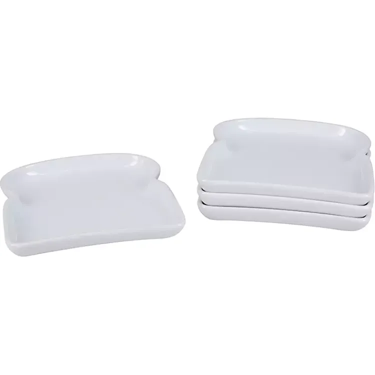 Kirklands Home Porcelain Toast Plates, Set of 4 White Hot