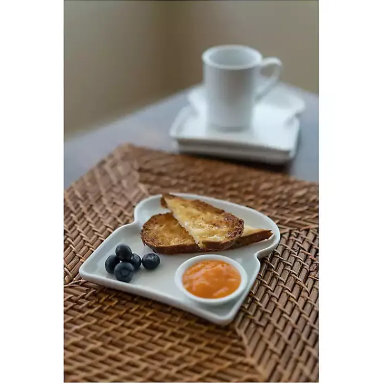 Kirklands Home Porcelain Toast Plates, Set of 4 White Hot