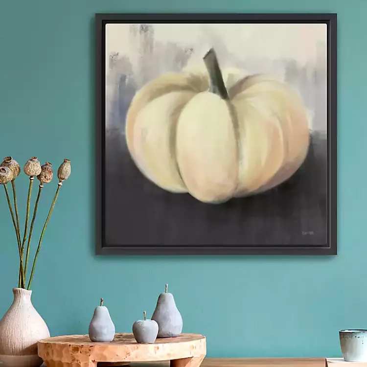 Fall>Kirklands Home White Pumpkin Framed Giclee Canvas Art Print
