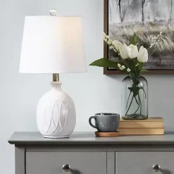 Kirklands Home Raised Geometric Table Lamp White Discount