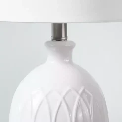 Kirklands Home Raised Geometric Table Lamp White Discount