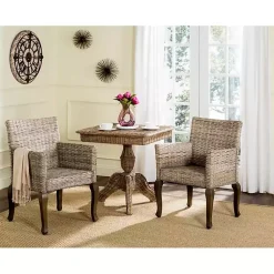 Kirklands Home White Rattan Curved Legs Dining Chairs, Set of 2 Outlet