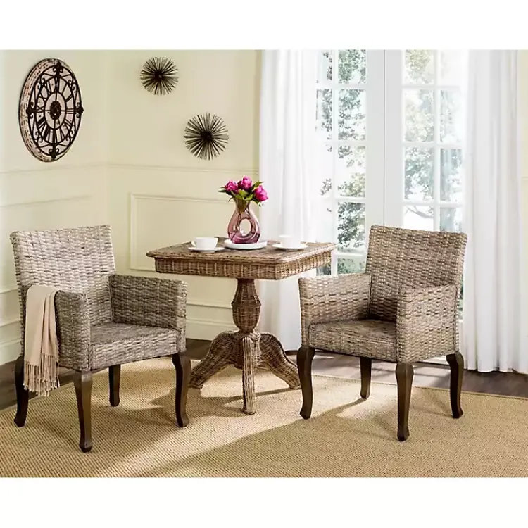 Kirklands Home White Rattan Curved Legs Dining Chairs, Set of 2 Outlet