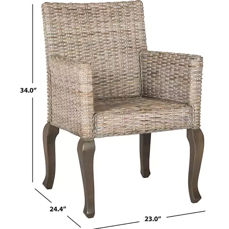 Kirklands Home White Rattan Curved Legs Dining Chairs, Set of 2 Outlet