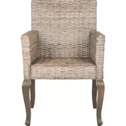 Kirklands Home White Rattan Curved Legs Dining Chairs, Set of 2 Outlet