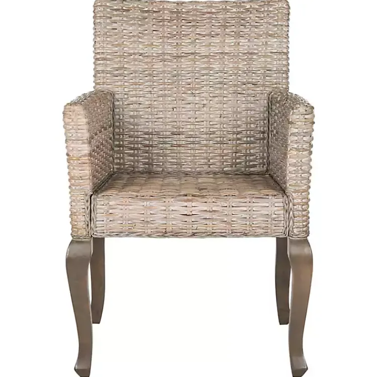 Kirklands Home White Rattan Curved Legs Dining Chairs, Set of 2 Outlet