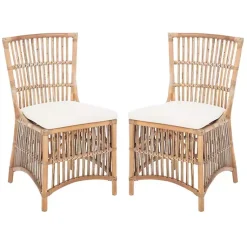 Kirklands Home Rattan Erika Dining Chairs, Set of 2 White Outlet