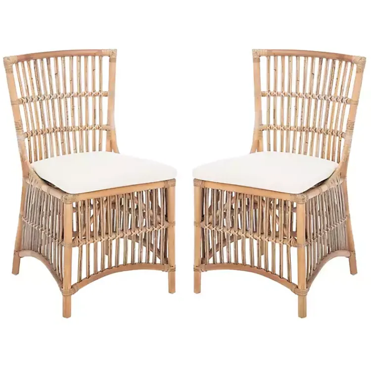 Kirklands Home Rattan Erika Dining Chairs, Set of 2 White Outlet