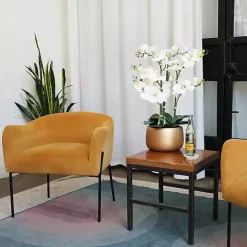 Arrangements & Greenery>Kirklands Home White Real Touch Orchid Arrangement in Gold Pot