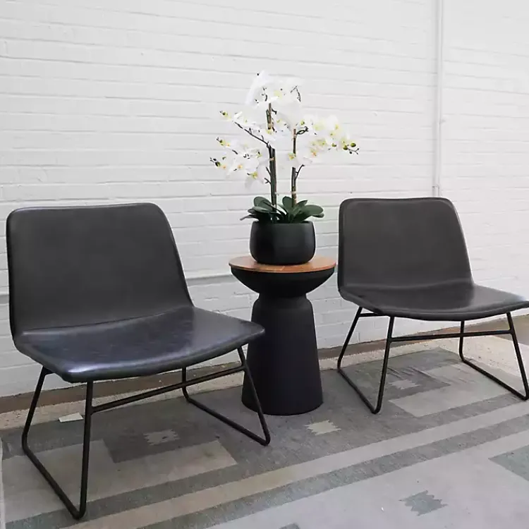 Arrangements & Greenery>Kirklands Home White Real Touch Orchid Arrangement in Black Pot