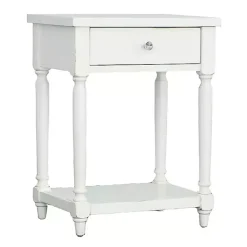 Kirklands Home Rectangle Accent Table with Charging Station White Hot